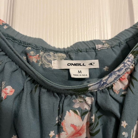 O’Neill ~ Green Floral Strapless Dress Front Side Slit Women’s Size Medium - Picture 4 of 5